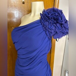 Tadashi shoji blueish purple size 10 vintage one shoulder party prom knee sexy